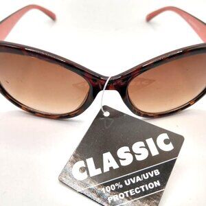 Foster Grant Women's Tortoise Brown Pink Cat Eyes Classic Sunglasses NEW